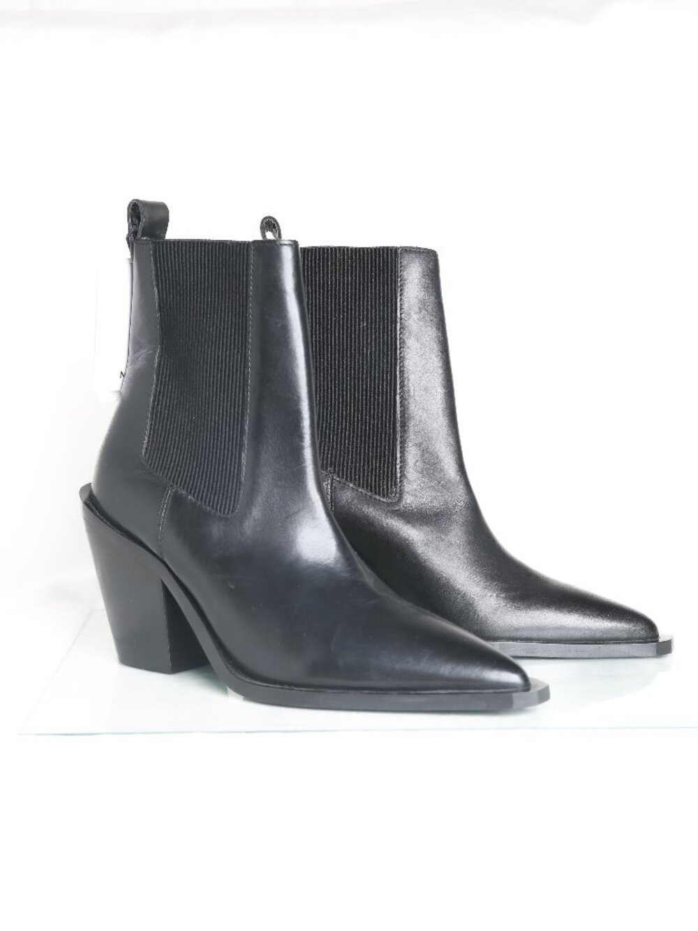 MANGO Tex 100% Leather Block Heel Western Boots - Picture 3 of 14